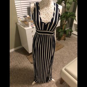 Navy striped maxi dress